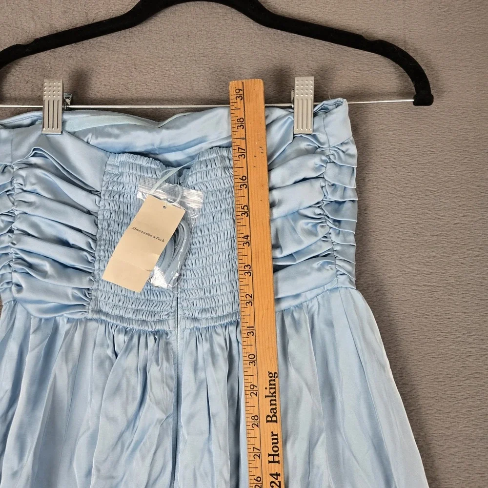 Abercrombie & Fitch Dress‎ Womens Small Petite Light Blue Stain Maxi Prom NWT